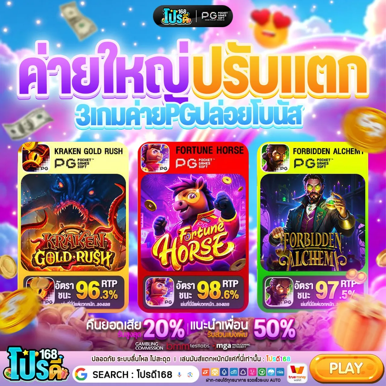 จ่ายหนักทุกนาที 50รับ100 ทำ 600 ถอน 200 มีหลายค่ายให้เลือกเล่น